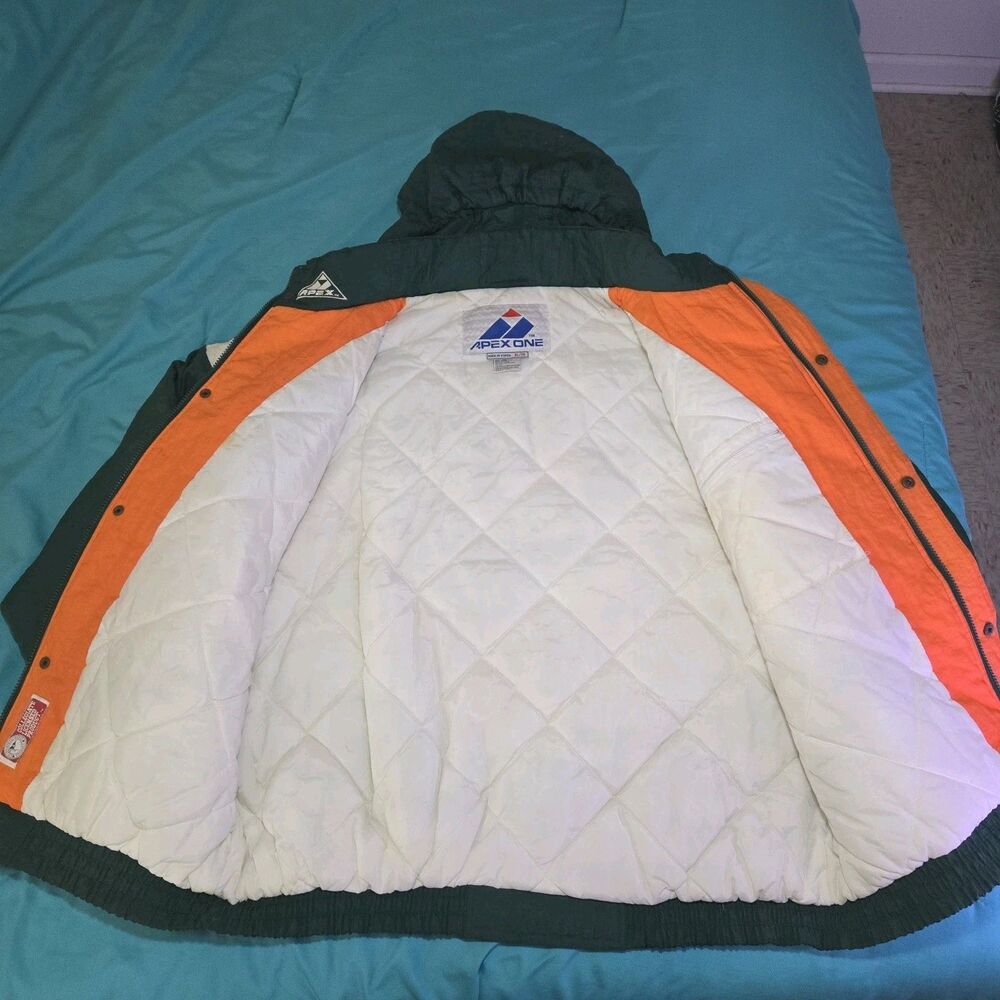 Vintage Apex One Varsity Miami Hurricanes Zip Up Windbreaker Jacket Size XL - Picture 3 of 9